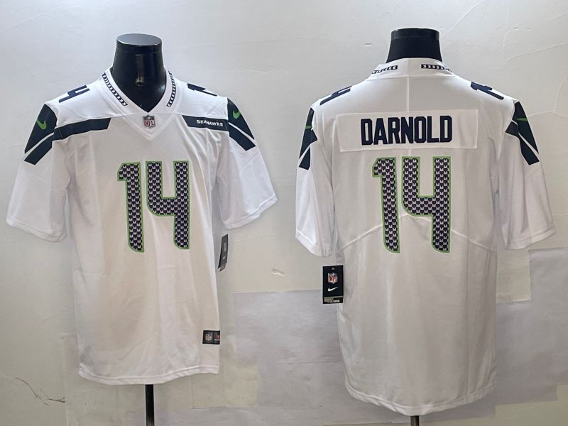 Men Seattle Seahawks 14 Metcalf White Second generation 2025 Nike Limited NFL Jersey style 3